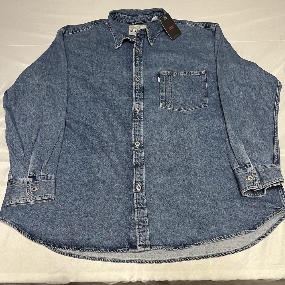 NWT Levi Silver Tab Denim Shirt Mens XL Oversized Metal Button Workwear